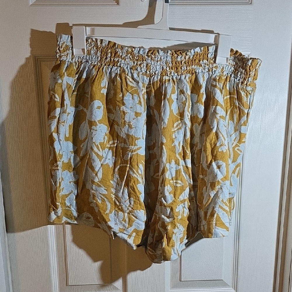 Ava & Viv High Waist Shorts - Mustard and White Floral